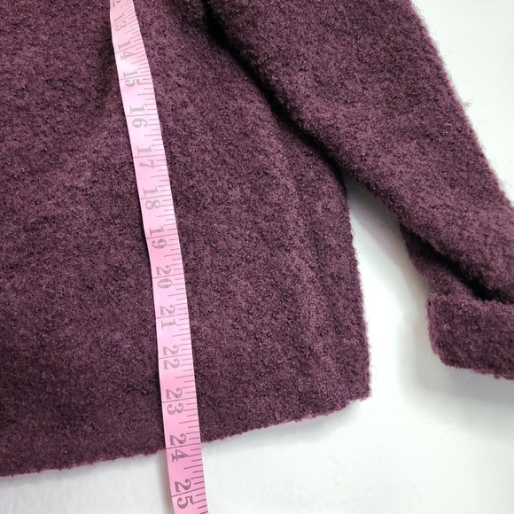 Eileen Fisher Wool Jacket Wine Boucle Medium - Picture 7 of 8
